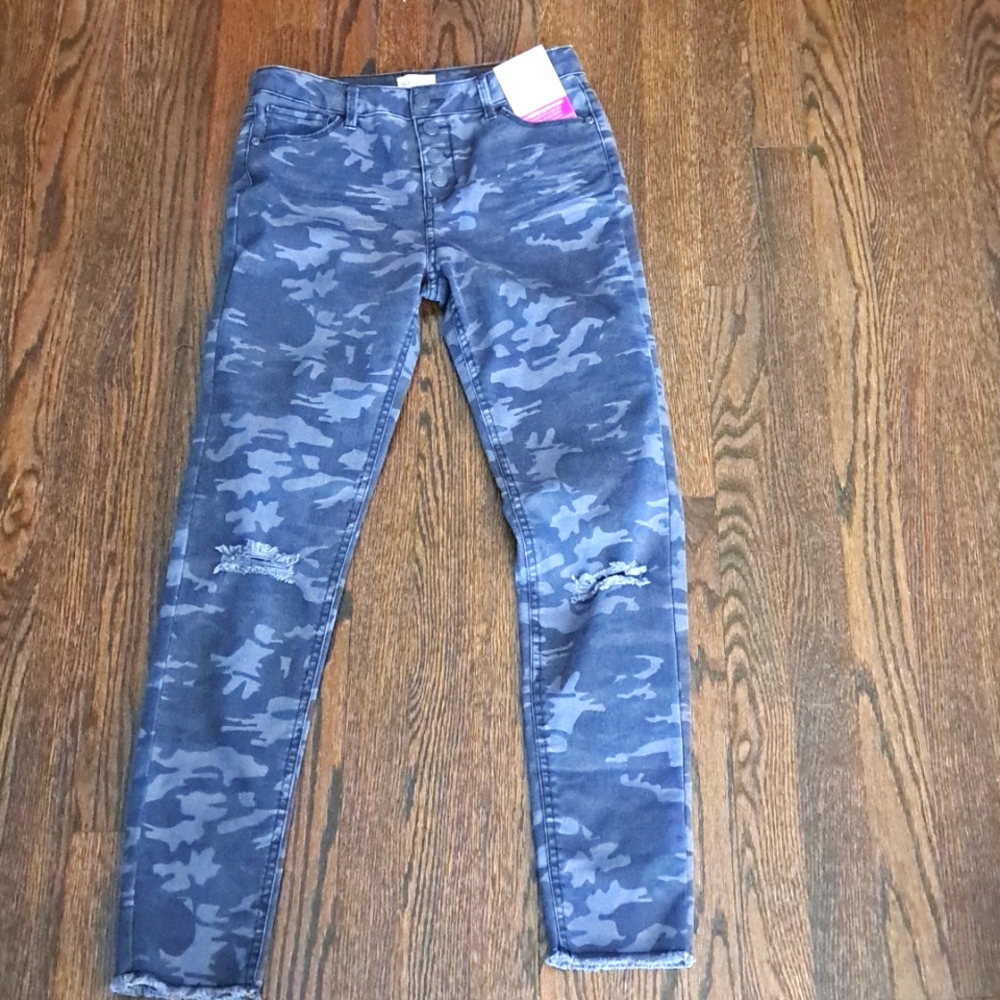 Girls Black Camo Skinny Jeans